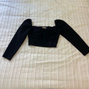 Urban Outfitters Black Crop Top Baby Tee Top Puff Sleeves